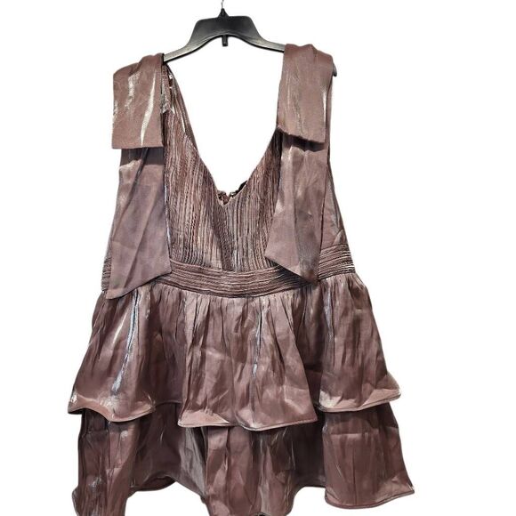 City Chic Betty Bow Tiered Party Dress Pink Champagne Women’s XL / 22 NWT - Picture 5 of 12